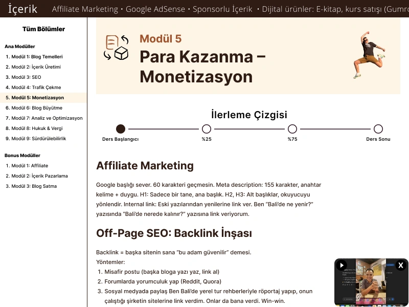 Monetizasyon - Affiliate ve dijital ürün satışları